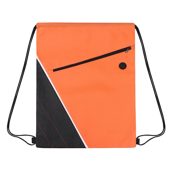 Non-woven Two Tone Drawstring Bag w/Front Pocket - Non-woven Two Tone Drawstring Bag w/Front Pocket - Image 1 of 9