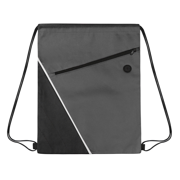 Non-woven Two Tone Drawstring Bag w/Front Pocket - Non-woven Two Tone Drawstring Bag w/Front Pocket - Image 2 of 9