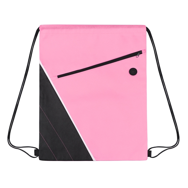 Non-woven Two Tone Drawstring Bag w/Front Pocket - Non-woven Two Tone Drawstring Bag w/Front Pocket - Image 5 of 9