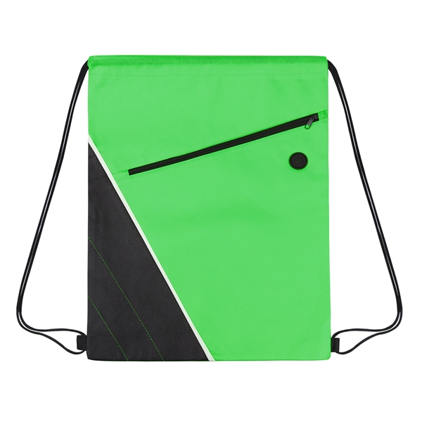 Non-woven Two Tone Drawstring Bag w/Front Pocket - Non-woven Two Tone Drawstring Bag w/Front Pocket - Image 6 of 9