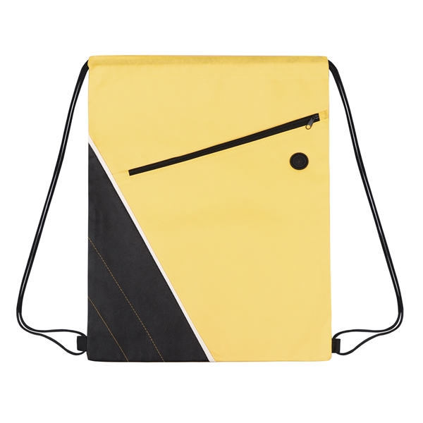 Non-woven Two Tone Drawstring Bag w/Front Pocket - Non-woven Two Tone Drawstring Bag w/Front Pocket - Image 7 of 9