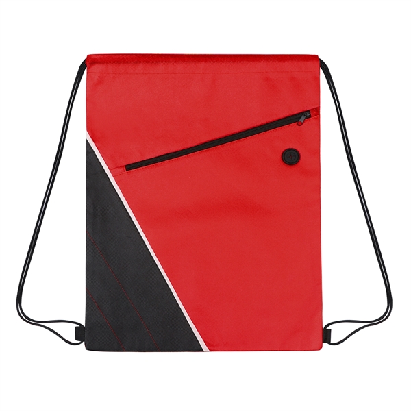 Non-woven Two Tone Drawstring Bag w/Front Pocket - Non-woven Two Tone Drawstring Bag w/Front Pocket - Image 8 of 9