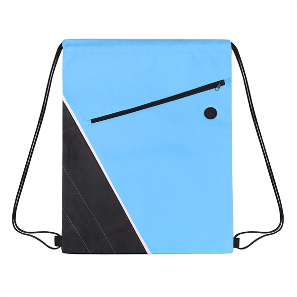 Non-woven Two Tone Drawstring Bag w/Front Pocket - Non-woven Two Tone Drawstring Bag w/Front Pocket - Image 9 of 9