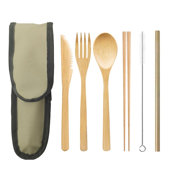 Bamboo Travel Utensil Set With Carrying Case - Bamboo Travel Utensil Set With Carrying Case - Image 2 of 14