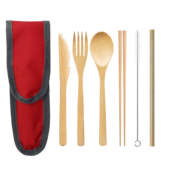 Bamboo Travel Utensil Set With Carrying Case - Bamboo Travel Utensil Set With Carrying Case - Image 3 of 14