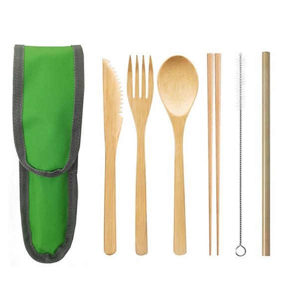 Bamboo Travel Utensil Set With Carrying Case - Bamboo Travel Utensil Set With Carrying Case - Image 6 of 14