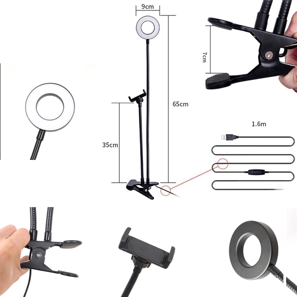 Gooseneck Selfie Ring Light Phone Stand - Gooseneck Selfie Ring Light Phone Stand - Image 2 of 4
