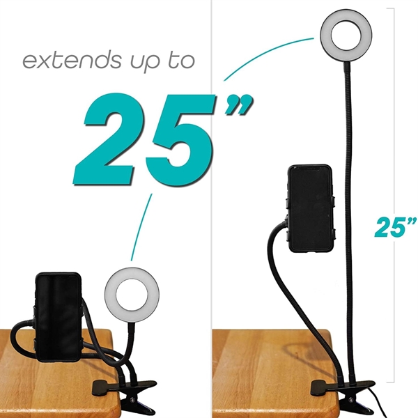 Gooseneck Selfie Ring Light Phone Stand - Gooseneck Selfie Ring Light Phone Stand - Image 3 of 4