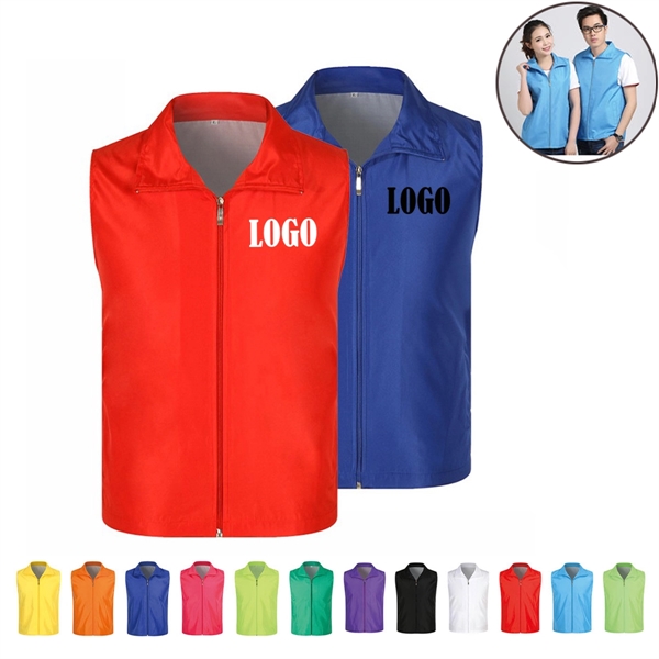 Custom Polyester Sleeveless Work Volunteer Vest - Custom Polyester Sleeveless Work Volunteer Vest - Image 5 of 8