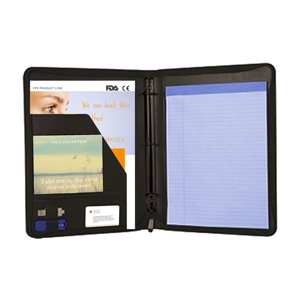 Author Premium Padfolio w/ 3 Ring Binders - Leatherette - Author Premium Padfolio w/ 3 Ring Binders - Leatherette - Image 1 of 4