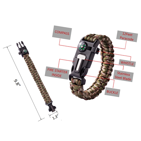 Paracord Survival Bracelet Outdoor - Paracord Survival Bracelet Outdoor - Image 1 of 4