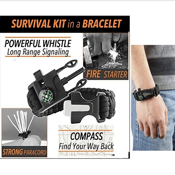 Paracord Survival Bracelet Outdoor - Paracord Survival Bracelet Outdoor - Image 3 of 4