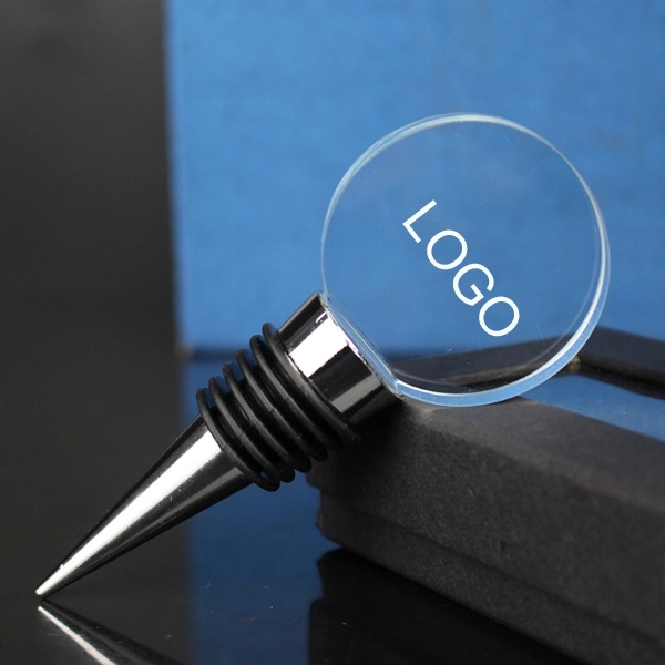 Round Crystal Personalized Wine Stopper - Round Crystal Personalized Wine Stopper - Image 0 of 2