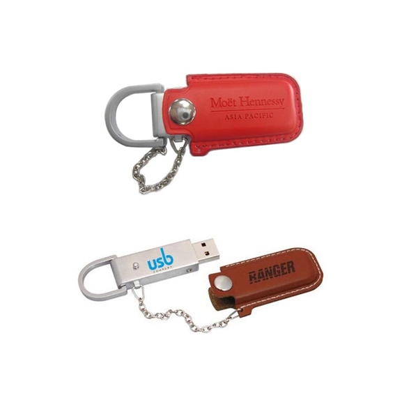 Leather Keyring USB Flash Drive - Leather Keyring USB Flash Drive - Image 1 of 1