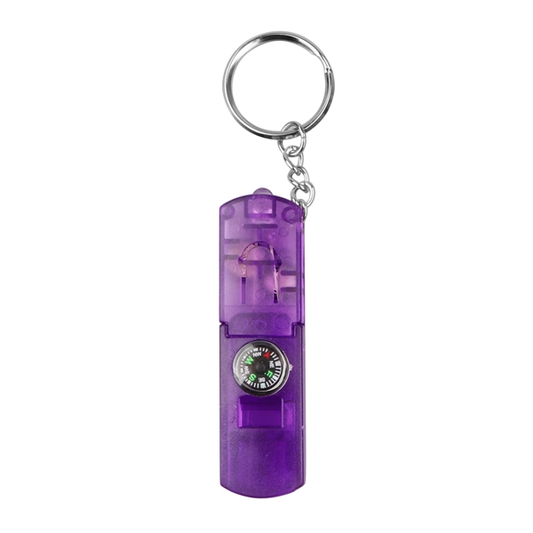 Compass Keychain with Whistle & LED Light - Compass Keychain with Whistle & LED Light - Image 2 of 5