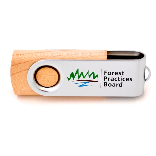 Wooden Swivel USB Flash Drive with Metal Band - Wooden Swivel USB Flash Drive with Metal Band - Image 1 of 1
