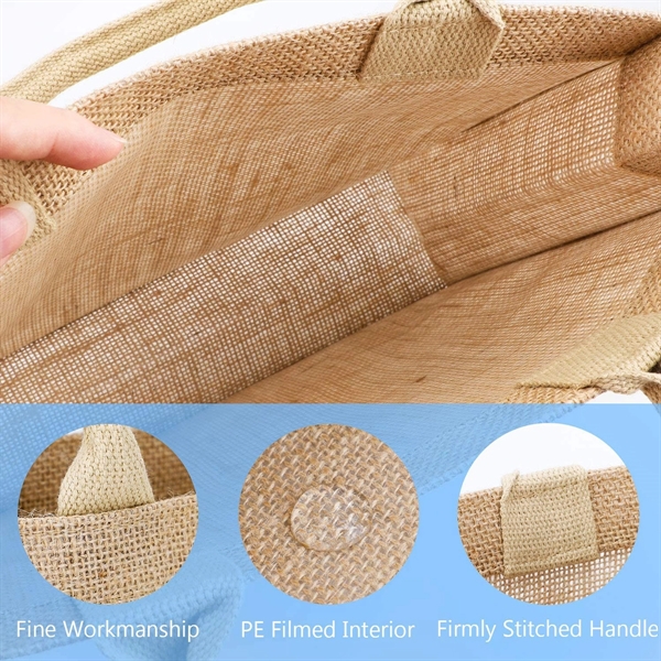 Laminated Jute Burlap Tote Bags - Laminated Jute Burlap Tote Bags - Image 2 of 3