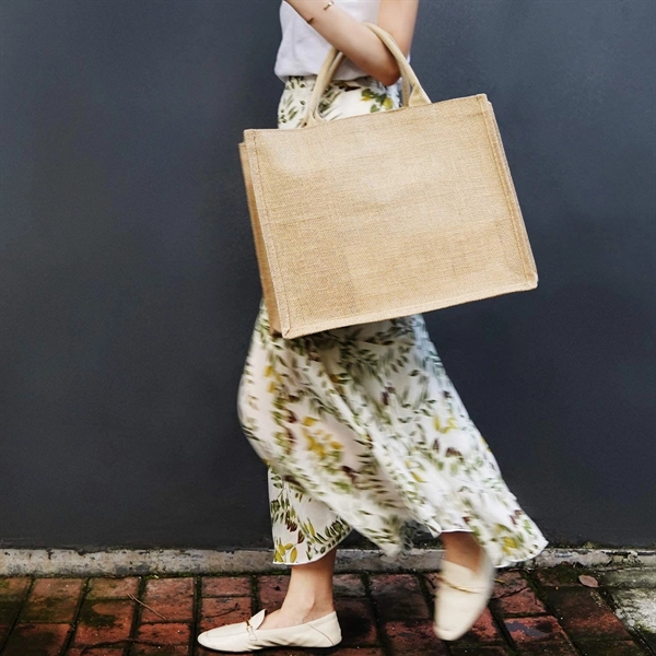 Laminated Jute Burlap Tote Bags - Laminated Jute Burlap Tote Bags - Image 3 of 3