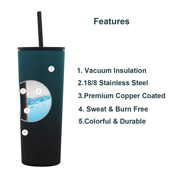 20oz Insulated Tumbler with Straw - 20oz Insulated Tumbler with Straw - Image 2 of 4