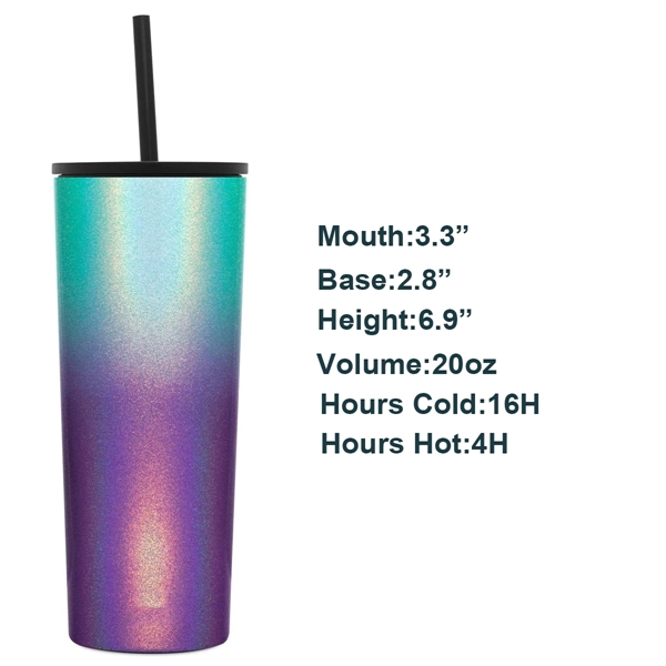 20oz Insulated Tumbler with Straw - 20oz Insulated Tumbler with Straw - Image 3 of 4