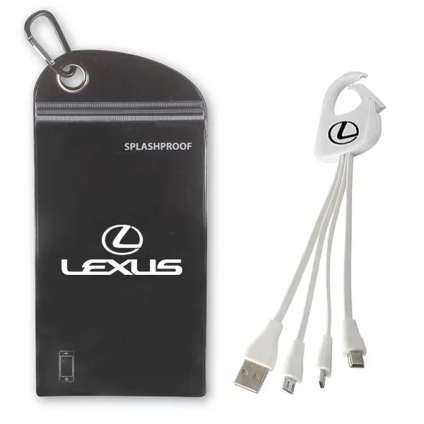 Universal Multi USB w/splash proof pouch w/carbiner