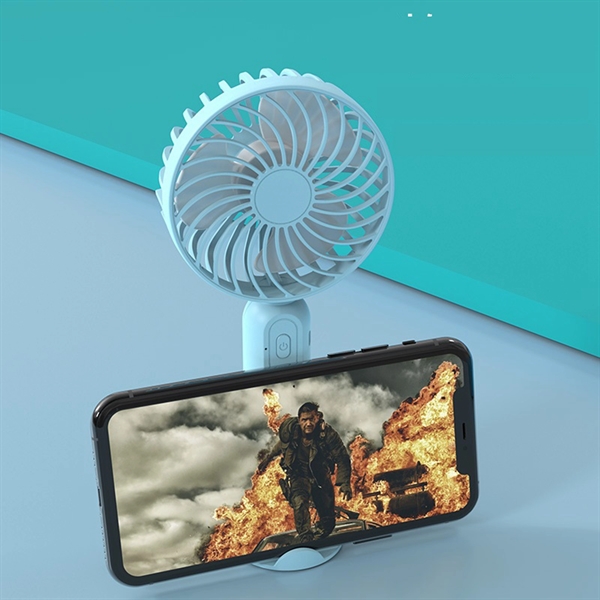 Rechargeable USB Mini Fan with Mobile Phone Stand - Rechargeable USB Mini Fan with Mobile Phone Stand - Image 1 of 4