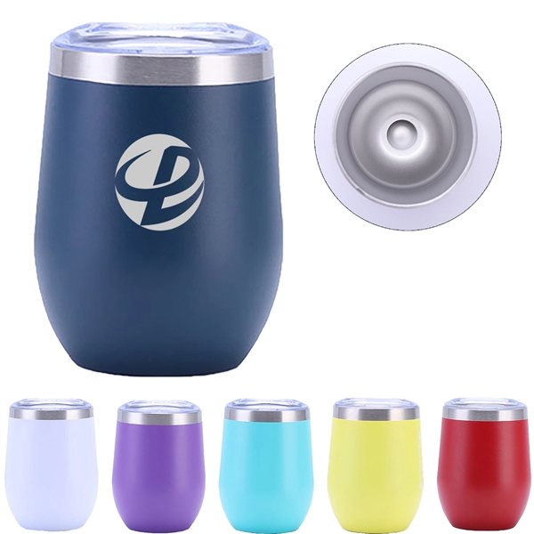 12 OZ Engraved Stainless Steel Wine Cup with Lid Can Cooler - 12 OZ Engraved Stainless Steel Wine Cup with Lid Can Cooler - Image 0 of 10