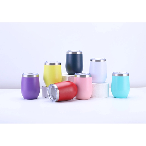 12 OZ Engraved Stainless Steel Wine Cup with Lid Can Cooler - 12 OZ Engraved Stainless Steel Wine Cup with Lid Can Cooler - Image 10 of 10