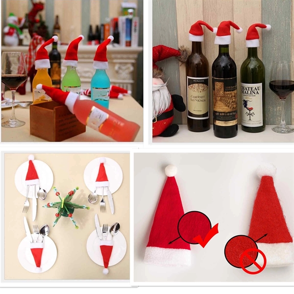 Mini Christmas Candy And Bottle Hat Fork Spoon Knife Storage - Mini Christmas Candy And Bottle Hat Fork Spoon Knife Storage - Image 1 of 1