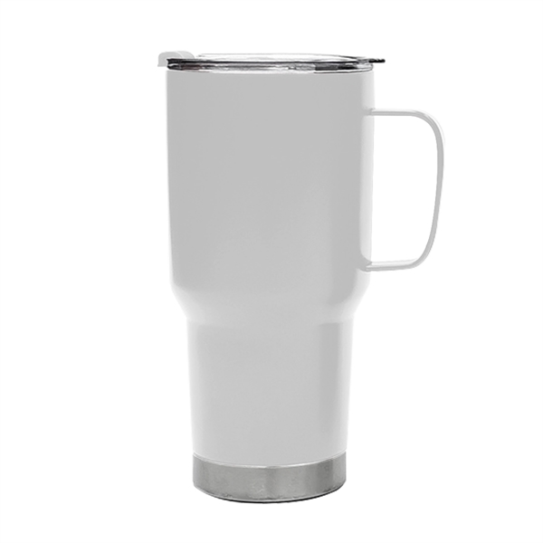 20 OZ STAINLESS STEEL TUMBLER WITH HANDLE - WHITE