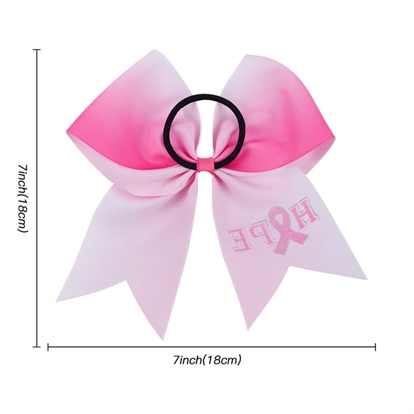 7" Breast Cancer Awareness Printed Cheer Hair Bow - 7" Breast Cancer Awareness Printed Cheer Hair Bow - Image 3 of 4