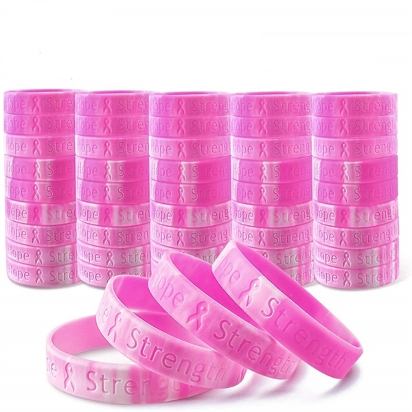 Breast Cancer Awareness Silicone Bracelet 1/2" - Breast Cancer Awareness Silicone Bracelet 1/2" - Image 0 of 1