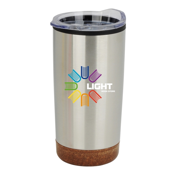 20 oz. Stainless Steel PP Cork Base Tumbler with Clear Lid - 20 oz. Stainless Steel PP Cork Base Tumbler with Clear Lid - Image 3 of 3