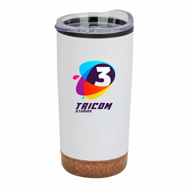 20 oz. Stainless Steel PP Cork Base Tumbler with Clear Lid - 20 oz. Stainless Steel PP Cork Base Tumbler with Clear Lid - Image 2 of 3