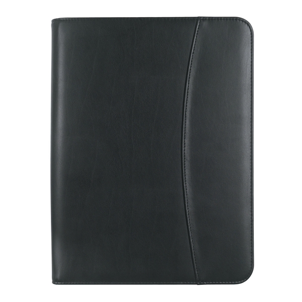 Custom Leather Look 8 1/2" x 11" Zippered Portfolio With Calcul...