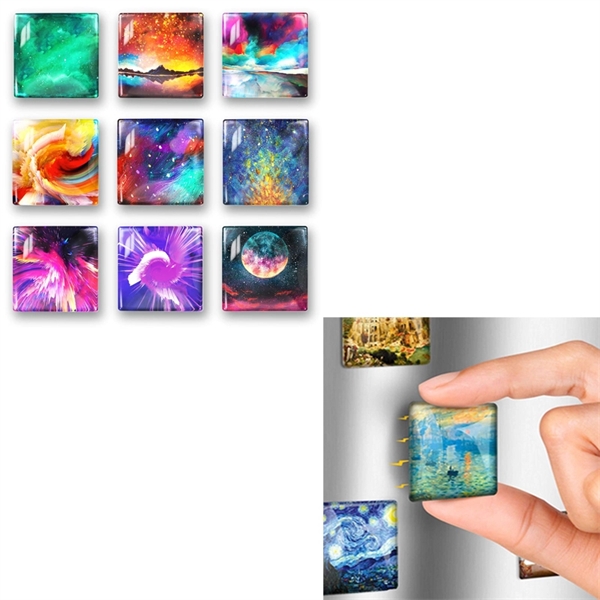 1 3/5 " Square shaped Crystal Glass Fridge Magnets - 1 3/5 " Square shaped Crystal Glass Fridge Magnets - Image 1 of 2