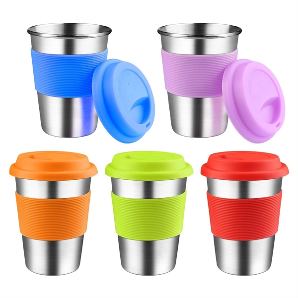 Kids Stainless Steel Cups with Silicone Lids & Sleeves