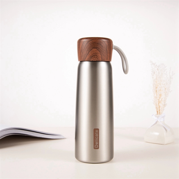 14 OZ. Stainless Steel Vacuum Cup with Wood Grain Lid - 14 OZ. Stainless Steel Vacuum Cup with Wood Grain Lid - Image 3 of 5