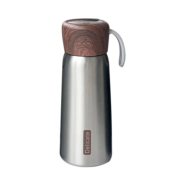 14 OZ. Stainless Steel Vacuum Cup with Wood Grain Lid - 14 OZ. Stainless Steel Vacuum Cup with Wood Grain Lid - Image 4 of 5