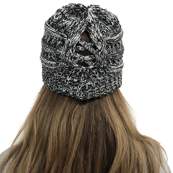 Winter Knitted Ponytail Beanie Hat - Winter Knitted Ponytail Beanie Hat - Image 2 of 30