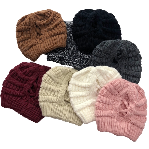 Winter Knitted Ponytail Beanie Hat - Winter Knitted Ponytail Beanie Hat - Image 3 of 30