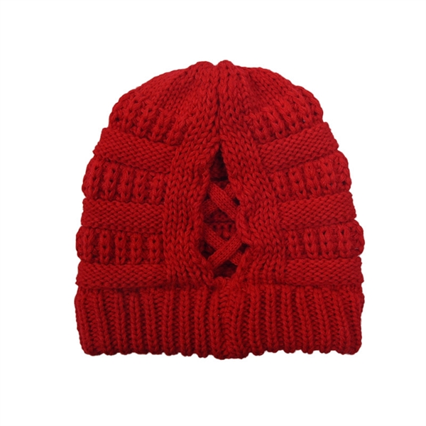 Winter Knitted Ponytail Beanie Hat - Winter Knitted Ponytail Beanie Hat - Image 14 of 30
