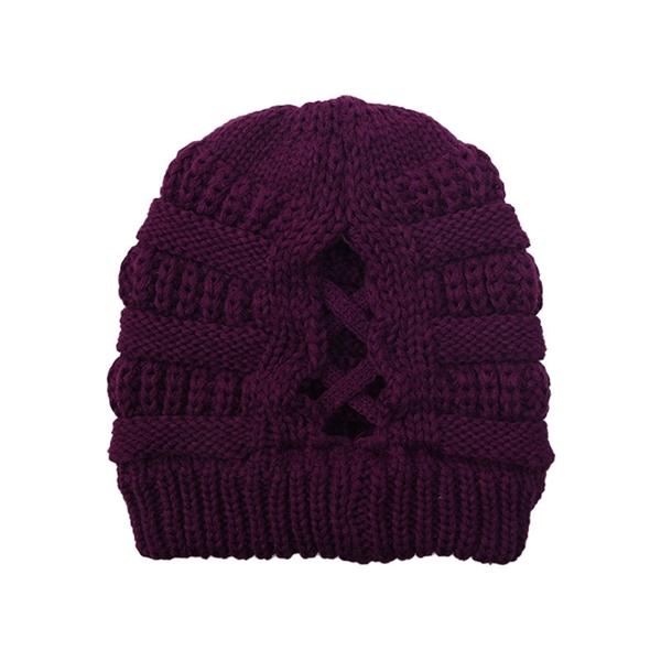 Winter Knitted Ponytail Beanie Hat - Winter Knitted Ponytail Beanie Hat - Image 22 of 30