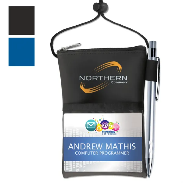 Vinyl Multi-Pocket Credential Wallet with Pen Holder - Vinyl Multi-Pocket Credential Wallet with Pen Holder - Image 0 of 2