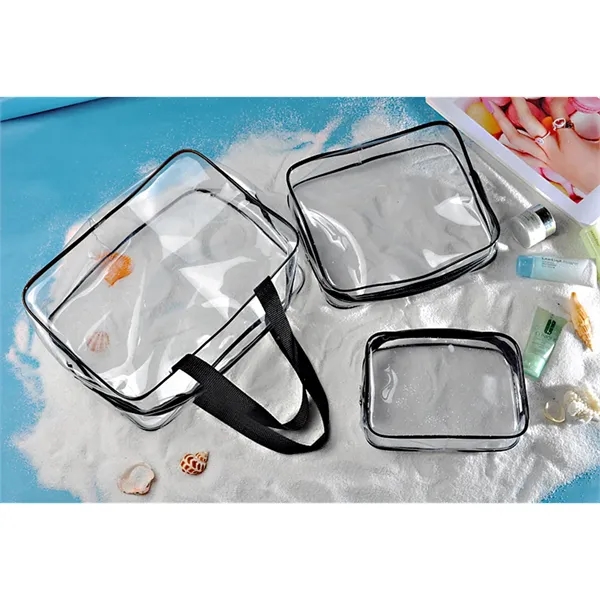 Three-Piece PVC Transparent Toiletry Bag - Three-Piece PVC Transparent Toiletry Bag - Image 1 of 4
