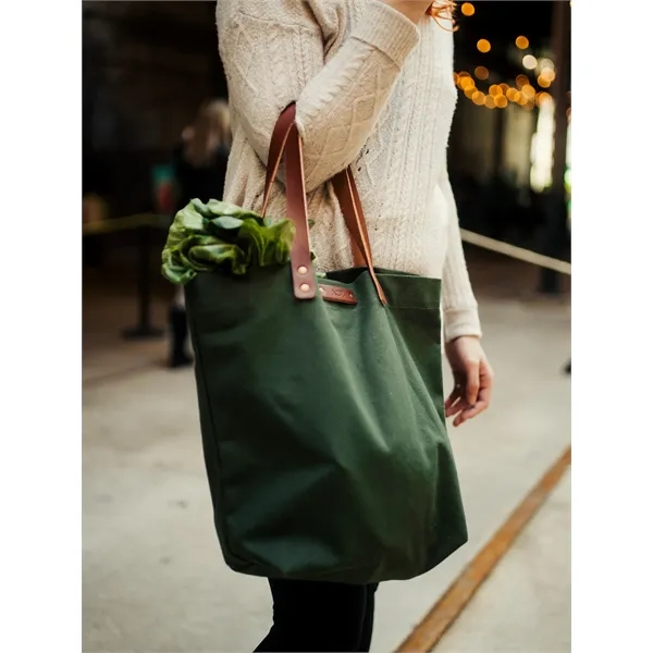 Canvas and Leather Market Tote. USA Made. Logo or Monogram. - Canvas and Leather Market Tote. USA Made. Logo or Monogram. - Image 1 of 13