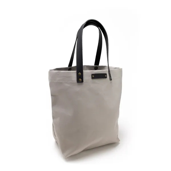 Canvas and Leather Market Tote. USA Made. Logo or Monogram. - Canvas and Leather Market Tote. USA Made. Logo or Monogram. - Image 4 of 13