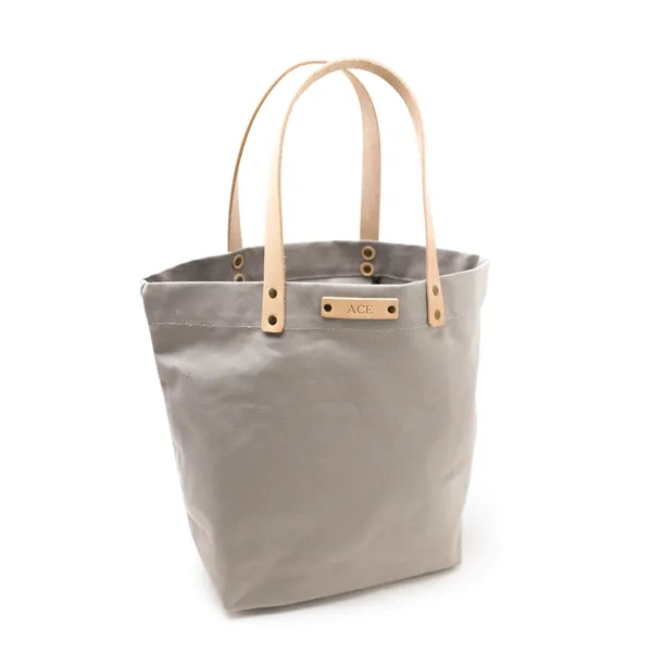 Canvas and Leather Market Tote. USA Made. Logo or Monogram. - Canvas and Leather Market Tote. USA Made. Logo or Monogram. - Image 5 of 13