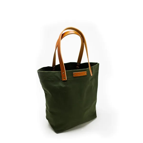 Canvas and Leather Market Tote. USA Made. Logo or Monogram. - Canvas and Leather Market Tote. USA Made. Logo or Monogram. - Image 6 of 13