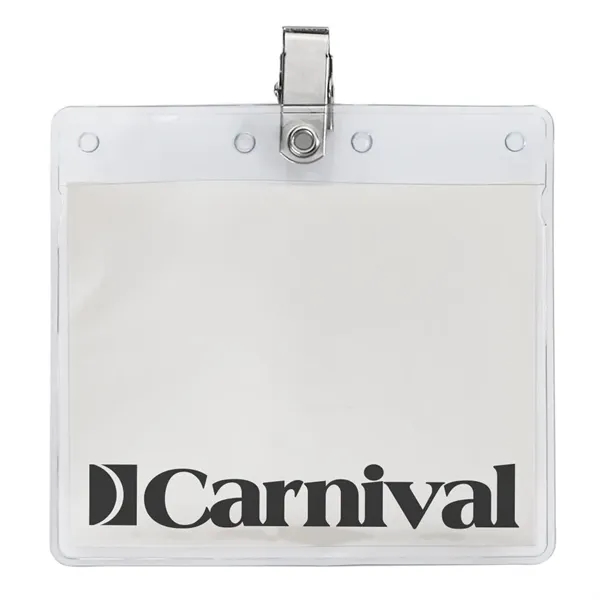 4" x 3" Printed Horizontal Vinyl Pouch with Bulldog Clip